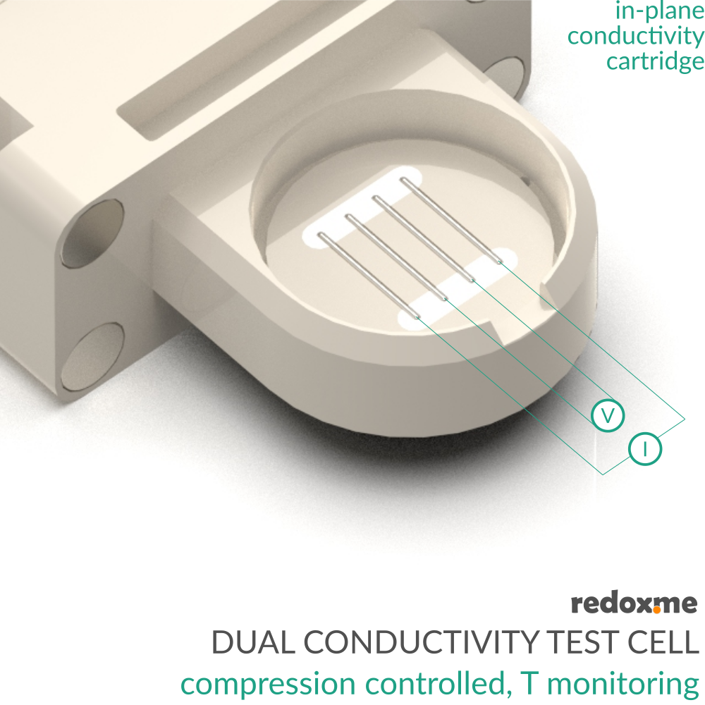Dual Conductivity Test Cell - compression controled, T monitoring