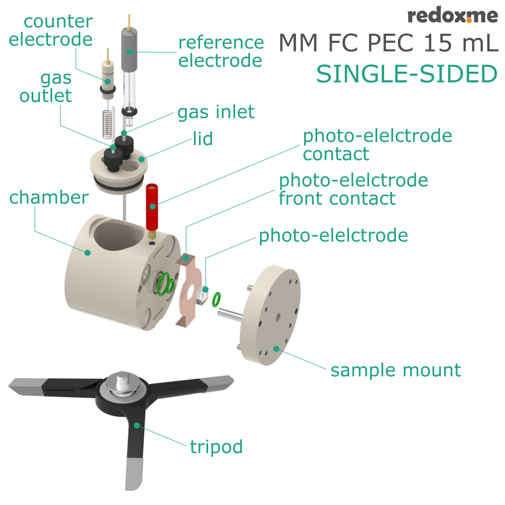 MM FC PEC 15 mL single-sided - Magnetic Mount Front Contact Photo-electrochemical Cell