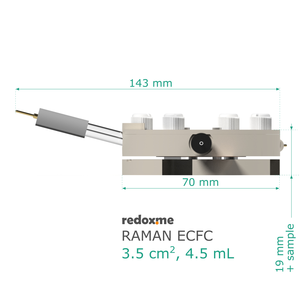 Raman ECFC 3.5 cm2, 4.5 mL – Raman Electrochemical Flow Cell, active area: 3.5 cm2, volume: 4.5 mL