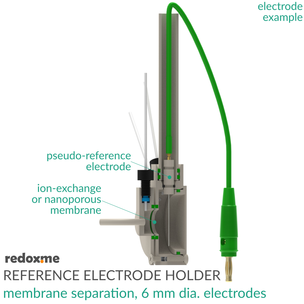 Reference Electrode Holder - membrane separation, 6 mm dia. electrodes