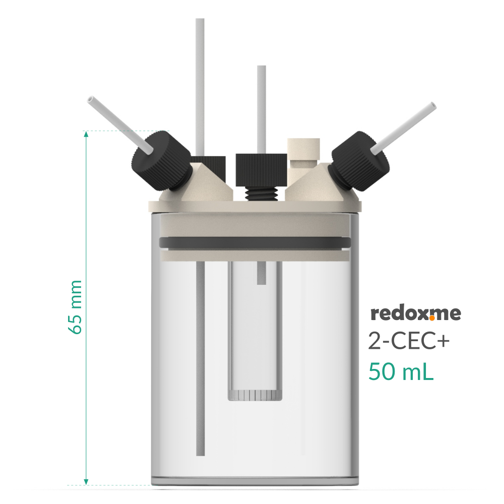 2-CEC+ 50 mL - Two-compartment Electrochemical Cell with additional inlet/outlet