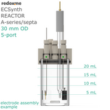 Electrosynthesis Reactor A-series/septa, 30 mm OD, 5-port