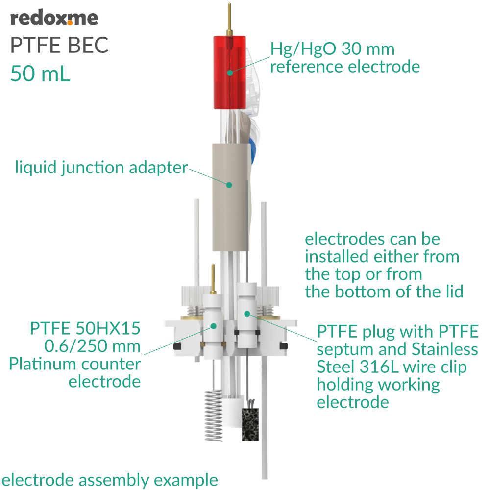 PTFE BEC 50 mL - PTFE Basic Electrochemical Cell