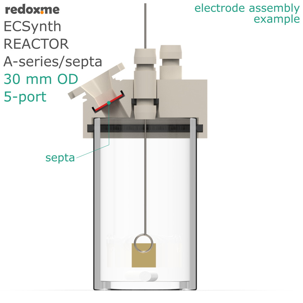 Electrosynthesis Reactor A-series/septa, 30 mm OD, 5-port