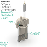 Electrosynthesis Reactor D-series/septa, 30 mm OD, divided cell, 5-port