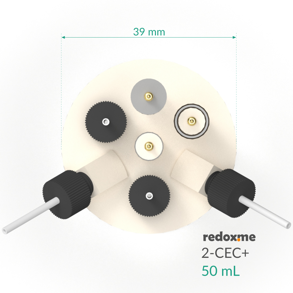 2-CEC+ 50 mL - Two-compartment Electrochemical Cell with additional inlet/outlet
