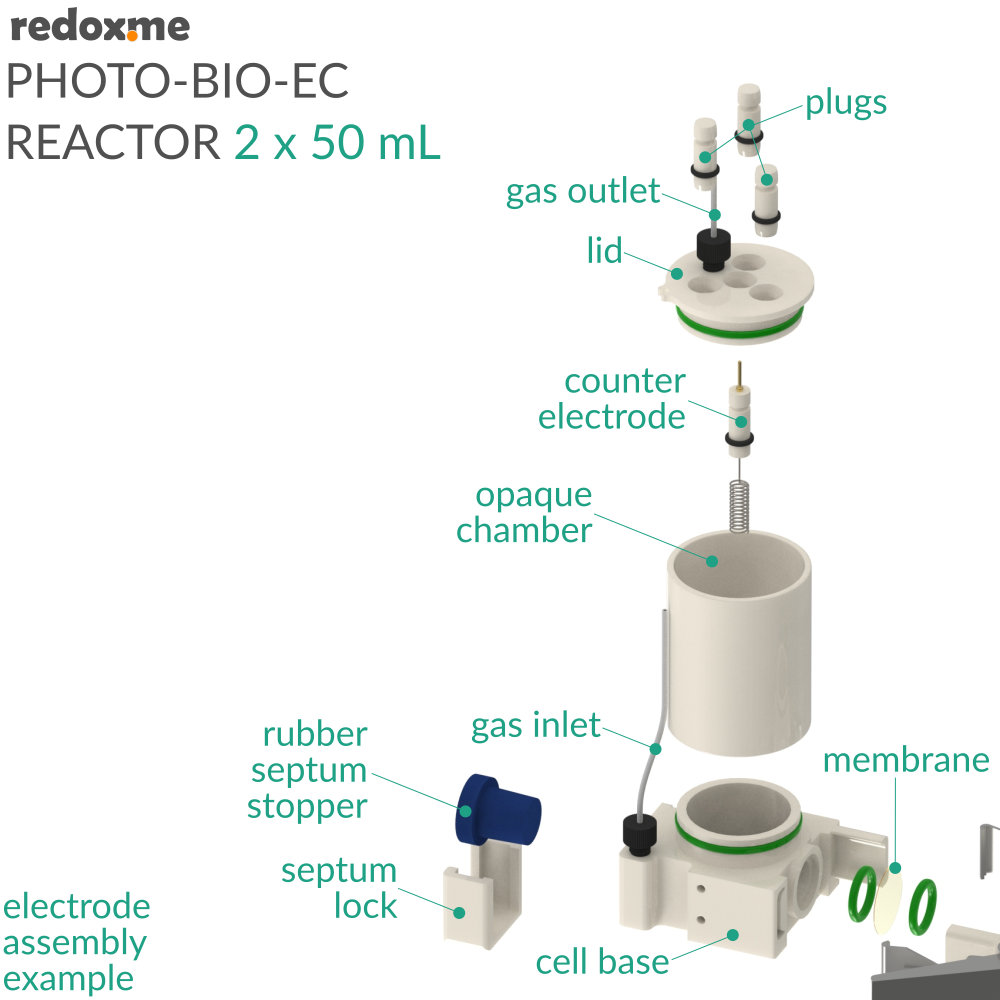 Photo-Bio-EC Reactor - Photo-bioelectrochemical reactor 2 x 50 mL