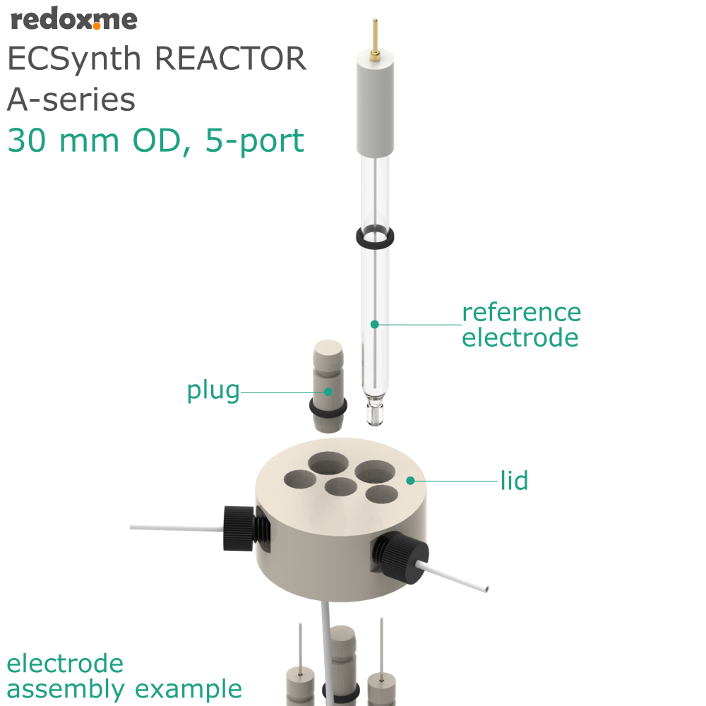 Electrosynthesis Reactor A-series, 30 mm OD, 5-port