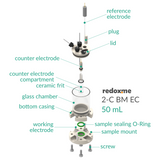 2-C BM EC 50 mL - Two-compartment Bottom Mount Electrochemical Cell 50 mL
