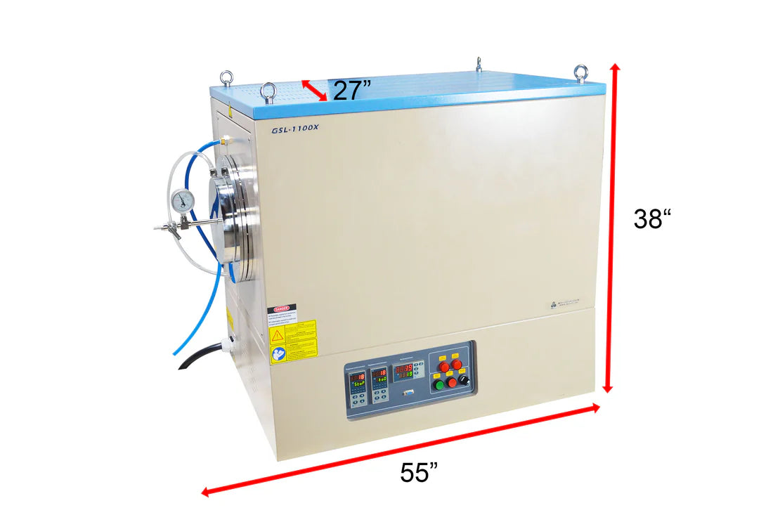 Forno tubolare a doppia zona a 1100°C Tubo al quarzo da 11" e flange sotto vuoto opzionali (zona di riscaldamento da 24") - GSL-1100X-II-11