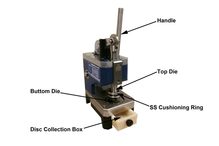 Precision Disc Cutter with Standard 16, 19, 20 Dia. Cutting Die & 3 - 24mm Optional - MSK-T-10