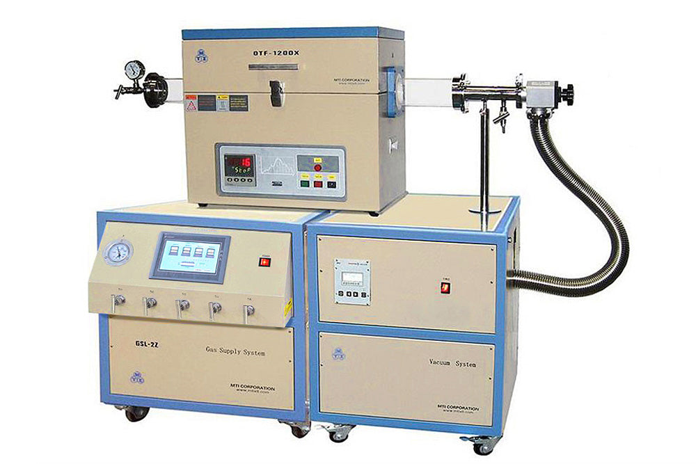 Tube Furnace w/ Hi-Vacuum (1E-4 torr) & 3 Channel Gas Flow Station for CVD - OTF-1200X-HVC3-series - Thasar Store
