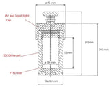 High Pressure Reactor with PTFE lining Up to 220C & Max 3-10 Mpa for Rotary Oven with 50 or 100 ml option - RC-SS-XX