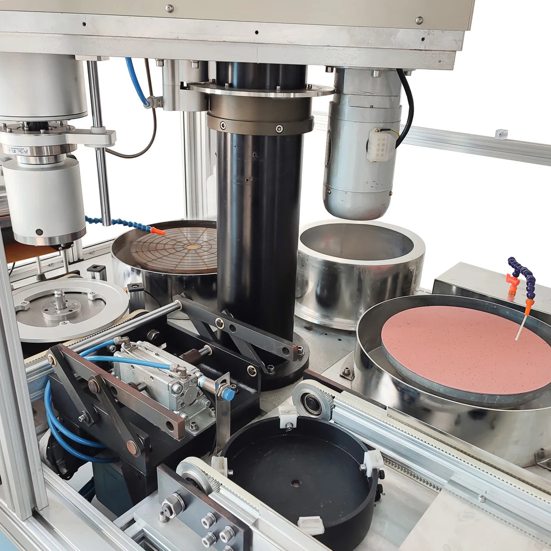 Máquina de lapeado y pulido de precisión de 8" con alimentador de lodo opcional y dos estaciones de trabajo - EQ-Unipol-802