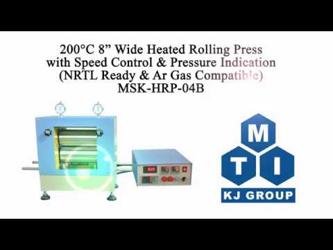 Rotolatrice PTFE da 8" di larghezza con display digitale della pressione per la laminazione al litio - MSK-HRP-04C-PTFE